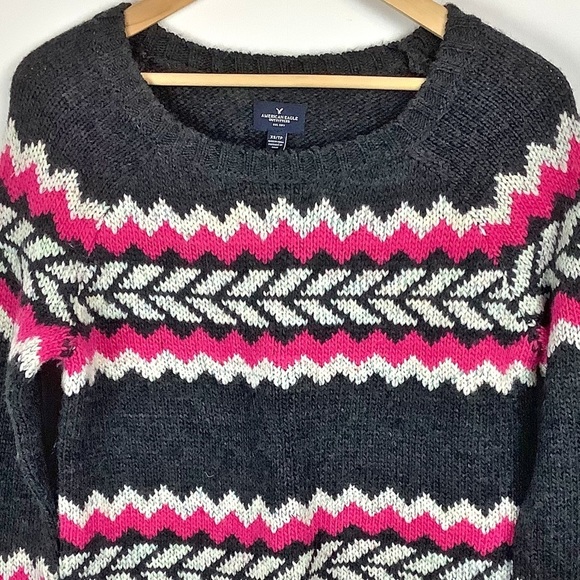 American Eagle Outfitters Womens Nordic Wool Blend Y2K Chunky Knit Sweater Sz XS - Picture 4 of 8